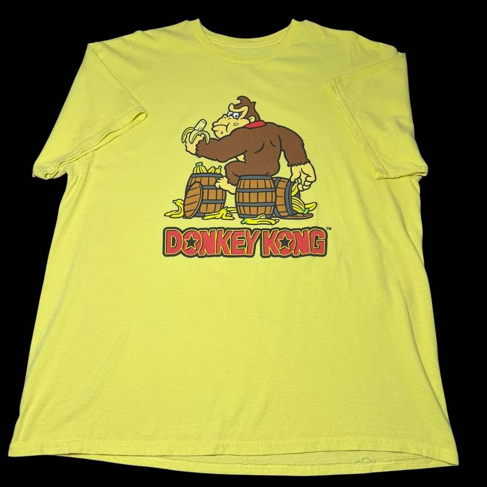 Nintendo Donkey Kong Eating Banana Graphic T-Shirt Yellow Men's XL